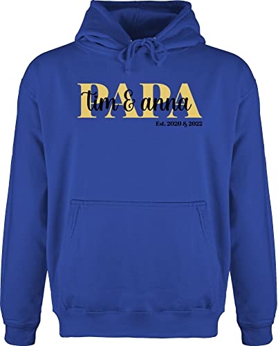 Hoodie Herren Pullover Männer - zum Vatertag - Papa Schriftzug Datum Namen Kinder - L - Royalblau - personalisierte Hoodies für Vater Geschenke Pulli personalisierter Vatertagsgeschenke von Geschenk mit Namen personalisiert by Shirtracer