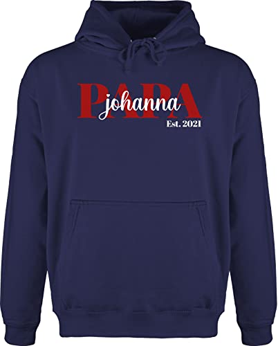 Hoodie Herren Pullover Männer - zum Vatertag - Papa Schriftzug Namen Tochter Sohn Datum - 5XL - Navy Blau - personalisierte Geschenke väter personalisierter für Vater Weihnachten von Geschenk mit Namen personalisiert by Shirtracer