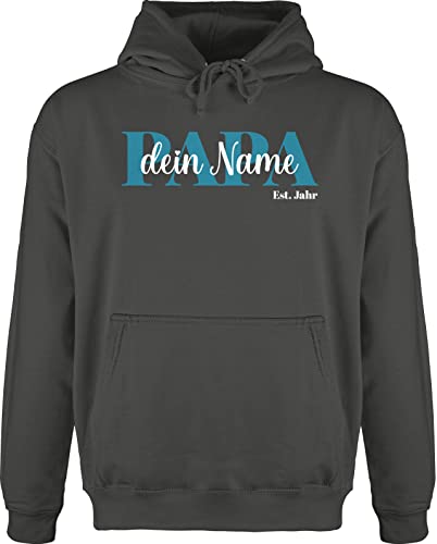 Hoodie Herren Pullover Männer - zum Vatertag - Schriftzug Papa Namen Kinder - XL - Anthrazit - personalisierte Geschenke väter für Vater personalisiertes Geschenke+Fuer+Papa personalisierter dad von Geschenk mit Namen personalisiert by Shirtracer