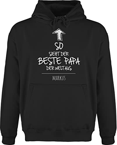 Hoodie Herren Pullover Männer - zum Vatertag - So Sieht der Beste Papa der Welt aus - L - Schwarz - personalisierte personalisiertes Vatertagsgeschenk Hoodies personalisierter für väter von Geschenk mit Namen personalisiert by Shirtracer