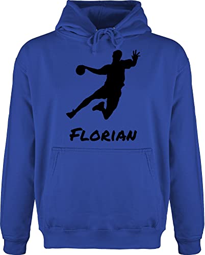 Hoodie Herren Pullover Männer - Geschenke Handball Zubehör - Handballer Silhouette mit Name - M - Royalblau - personalisiertes Pulli Hoodies von Geschenk mit Namen personalisiert by Shirtracer