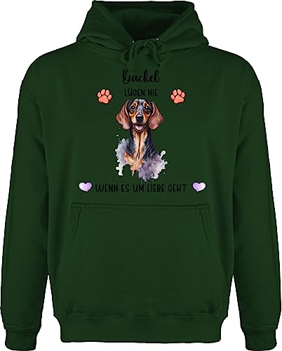 Hoodie Herren Pullover Männer - Hunde - Dackel - Geschenk Hundebesitzern - M - Dunkelgrün - Name Hund personalisierte Hunden hundemotiv eigenem selbst Design Hundebesitzer und personalisierter von Geschenk mit Namen personalisiert by Shirtracer