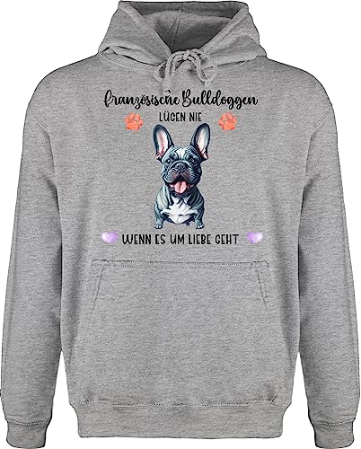 Hoodie Herren Pullover Männer - Hunde - Französische Bulldogge - Geschenk Hundebesitzern - 4XL - Grau meliert - Hund selbst Design Name personalisierte Hundebesitzer eigenem Hunden hundemotiv und von Geschenk mit Namen personalisiert by Shirtracer