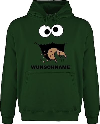 Hoodie Herren Pullover Männer - Karneval Fasching - Keks Monster Kostüm mit Name - XL - Dunkelgrün - fünfte Jahreszeit keksmonster Hoody krümel Pulli Cookie Kapuzenpullover krümmelmonter von Geschenk mit Namen personalisiert by Shirtracer