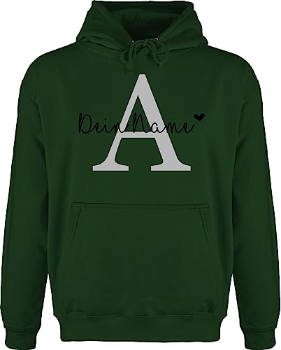 Hoodie Herren Pullover Männer - Anfangsbuchstabe Initialen - Buchstabe Name anpassbar Herzchen - L - Dunkelgrün - Text personalisiertes anfangsbuchstaben als Buchstaben individuellen von Geschenk mit Namen personalisiert by Shirtracer