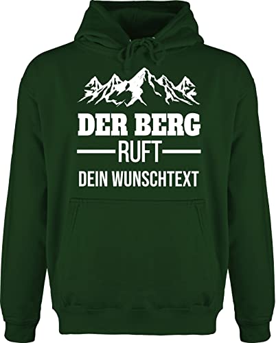 Hoodie Herren Pullover Männer - Der Berg Ruft - Wandern Geschenk - XS - Dunkelgrün - Wanderer jh001 Wander Wunschname von Geschenk mit Namen personalisiert by Shirtracer