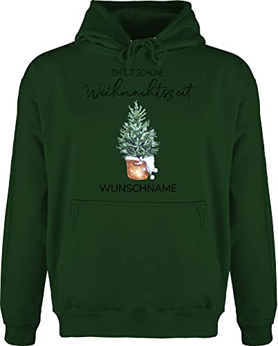 Hoodie Herren Pullover Männer - Weihnachten Geschenke Christmas - Oh du schöne Weihnachtszeit - Wunschname - L - Dunkelgrün - Weihnachts Name Frohe für weihnacht personalisierte personalisierter von Geschenk mit Namen personalisiert by Shirtracer