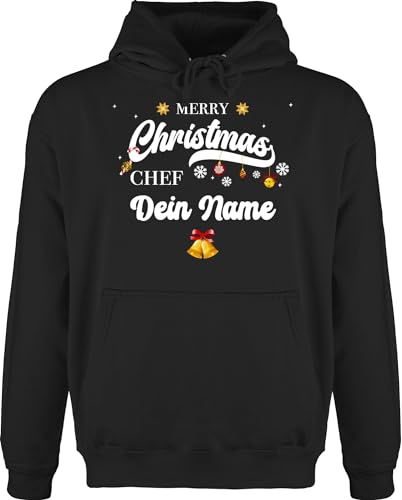 Hoodie Herren Pullover Männer - Weihnachten - Merry Christmas Chef Geschenk Name - L - Schwarz - Weinachten weihnachtliches weinachts Weihnachts zu Geschenke vor Frohe weihnachtlich von Geschenk mit Namen personalisiert by Shirtracer