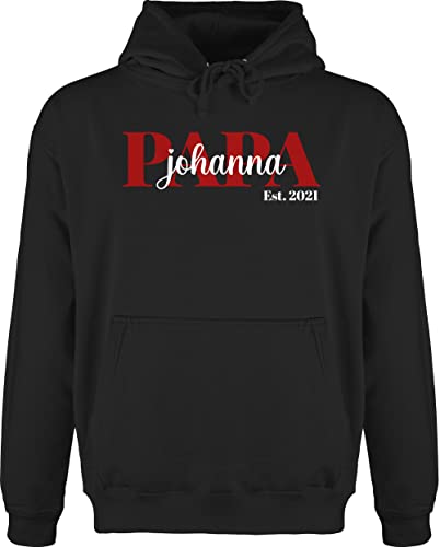 Hoodie Herren Pullover Männer - zum Vatertag - Papa Schriftzug Namen Tochter Sohn Datum - XL - Schwarz - personalisierter East vaeter Geschenke personalisierte Vatertagsgeschenk Hoodies Papas Pulli von Geschenk mit Namen personalisiert by Shirtracer