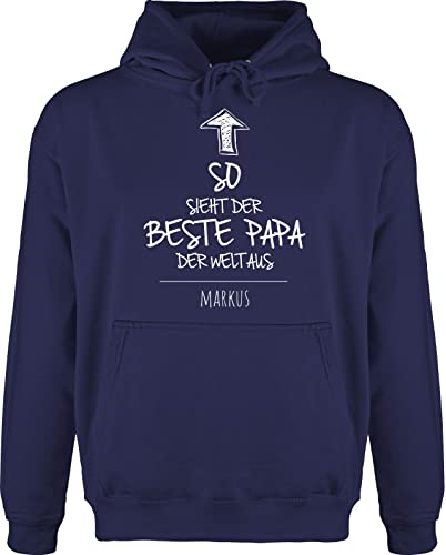 Hoodie Herren Pullover Männer - zum Vatertag - So Sieht der Beste Papa der Welt aus - 3XL - Navy Blau - personalisiertes Vatertagsgeschenk personalisierte für Vater Geschenke väter Name von von Geschenk mit Namen personalisiert by Shirtracer