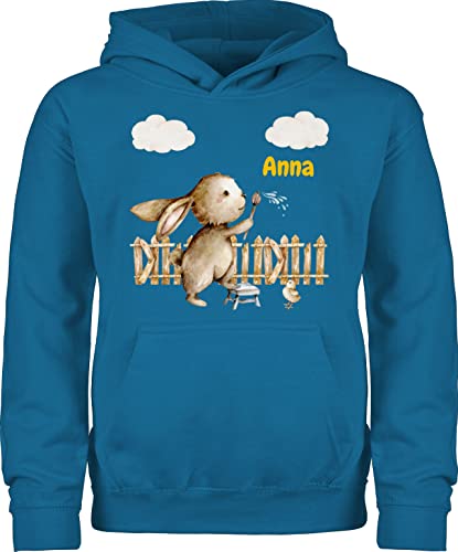 Hoodie Jungen Mädchen - Ostergeschenke Ostern - Süßer Hase Kinder - 116 (5/6 Jahre) - Himmelblau - personalisierte Oster Osterhase Pulli osterhasen für Easter osterngeschenke ostegeschenk Gifts von Geschenk mit Namen personalisiert by Shirtracer