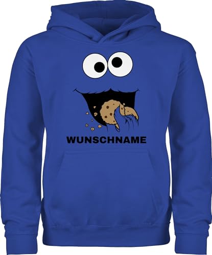 Kinder Hoodie Jungen Mädchen - Karneval & Fasching - Keks Monster Kostüm mit Name - 152 (12/13 Jahre) - Royalblau - Pullover Jungs Cookie Kapuzenpullover krümel für Pulli Pullunder Junge Kind von Geschenk mit Namen personalisiert by Shirtracer