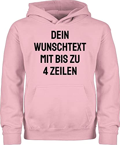 Kinder Hoodie Jungen Mädchen - Aufdruck selbst gestalten - Wunschtext I Eigener Text I Personalisierter Text I Custom Text - 152 (12/13 Jahre) - Hellrosa - Bedrucken Lassen Pullover personalisierte von Geschenk mit Namen personalisiert by Shirtracer