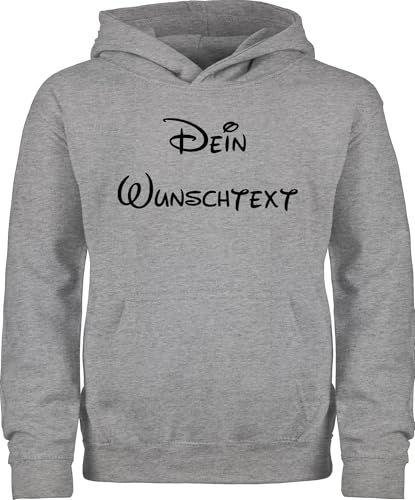 Kinder Hoodie Jungen Mädchen - Aufdruck selbst gestalten - Wunschtext I Geschenk mit eigenem Text personalisiert - 152 (12/13 Jahre) - Grau meliert - personalisierte Pullover Bedrucken Lassen von Geschenk mit Namen personalisiert by Shirtracer