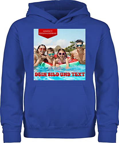 Kinder Hoodie Jungen Mädchen - Bild - Eigenem Foto - 140 (9/11 Jahre) - Royalblau - Drauf Aufdruck personalisierbar und auserwählte individuellen seinen Mein Text Personalisieren Bedrucken zum von Geschenk mit Namen personalisiert by Shirtracer