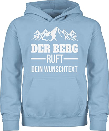 Kinder Hoodie Jungen Mädchen - Der Berg Ruft - Wandern Geschenk - 140 (9/11 Jahre) - Hellblau - Wanderer Pulli Wander Wunschname von Geschenk mit Namen personalisiert by Shirtracer