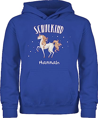 Kinder Hoodie Jungen Mädchen - Einschulung - Schulkind Einhorn - 116 (5/6 Jahre) - Royalblau - sprüche zum Schulanfang Geschenke für schüler grundschule personalisierte schulanfänger von Geschenk mit Namen personalisiert by Shirtracer