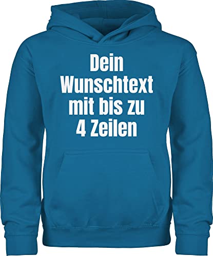 Kinder Hoodie Jungen Mädchen - Aufdruck selbst gestalten - Wunschtext - 104 (3/4 Jahre) - Himmelblau - with text eigenem dem eigenen texten zum erstellen machen lassen selbstgewähltem von Geschenk mit Namen personalisiert by Shirtracer