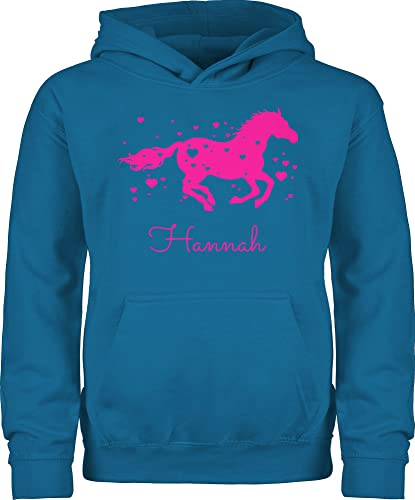 Kinder Hoodie Jungen - Pferd - Pferde Geschenk Mädchen - 116 (5/6 Jahre) - Himmelblau - für pferdeliebhaber personalisierte Geschenke Reiter reiten Sachen personalisierter Name pferdemotiven von Geschenk mit Namen personalisiert by Shirtracer