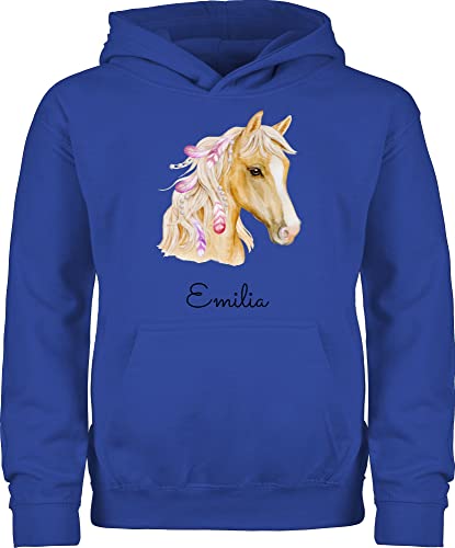 Kinder Hoodie Jungen Mädchen - Pferd Pferde - Pferdekopf - 128 (7/8 Jahre) - Royalblau - Name reiten Geschenke personalisierte Reiter Maedchen pferdezubehör Bilder selbst gestalten von Geschenk mit Namen personalisiert by Shirtracer