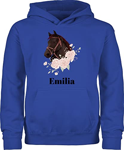 Kinder Hoodie Jungen Mädchen - Pferd Pferde - Wunschname Pferdekopf - 152 (12/13 Jahre) - Royalblau - pullover für pferdemädchen reiten und name reitpullover pferdepullover reiter pulli von Geschenk mit Namen personalisiert by Shirtracer