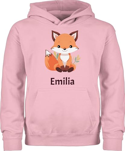 Kinder Hoodie Jungen Mädchen - Süßer Fuchs Geschenk mit Name personalisiert I Wildtiere I Raubtier I Fox - 98 (1/2 Jahre) - Hellrosa - +mit+Fuchs fuchsmotiv Pullover Personalisieren Pulli füchse von Geschenk mit Namen personalisiert by Shirtracer