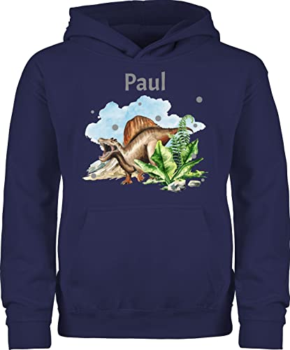 Kinder Hoodie Jungen Mädchen - Dinosaurier Geschenk Dino Geschenke Dinos I - 116 (5/6 Jahre) - Navy Blau - Pullover Tier Name Pulli Tieren t rex Hoddie saurier personalisierte Kapuzenpullover von Geschenk mit Namen personalisiert by Shirtracer