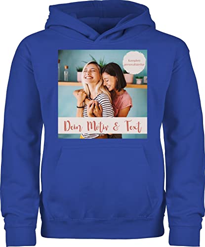 Kinder Hoodie Jungen Mädchen - eigenem - Eigenes Foto I Eigenes Bild - 128 (7/8 Jahre) - Royalblau - pullover freundin hoody selbst bedrucken selber gestalten photo pulli pullover+anpassen von Geschenk mit Namen personalisiert by Shirtracer