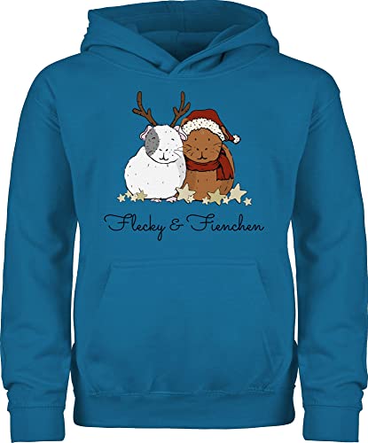 Kinder Hoodie Jungen Mädchen - für Name - Weihnachtliche Meerschweinchen - Wunschtext - 140 (9/11 Jahre) - Himmelblau - personalisiertes meerschwein Pulli nur Weihnachts Hoody eigenem Weihnachten von Geschenk mit Namen personalisiert by Shirtracer