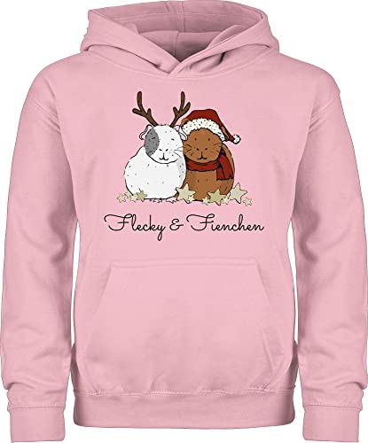 Kinder Hoodie Jungen Mädchen - für Name - Weihnachtliche Meerschweinchen - Wunschtext - 152 (12/13 Jahre) - Hellrosa - personalisiertes meerschwein Pulli nur Weihnachts Hoody eigenem Weihnachten von Geschenk mit Namen personalisiert by Shirtracer