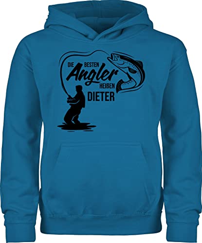 Kinder Hoodie Jungen Mädchen - Besten Angler - Vatertagsgeschenk Angeln Angelzubehör personalisiert mit Namen Angelgeschenkideen Geschenke für Angler Angel Geschenk für Männer Fischer - 152 von Geschenk mit Namen personalisiert by Shirtracer