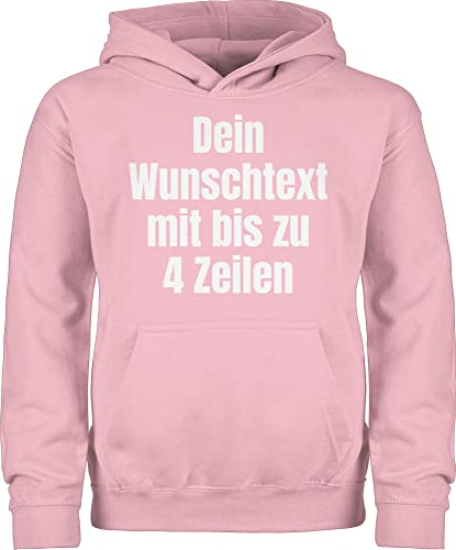 Kinder Hoodie Jungen Mädchen - Aufdruck selbst gestalten - Wunschtext - 98 (1/2 Jahre) - Hellrosa - Text Bedrucken Pullover eigene Schrift Personalisieren Lassen individuellem Druck von Geschenk mit Namen personalisiert by Shirtracer