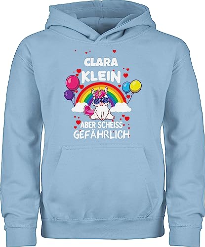 Kinder Hoodie Jungen Mädchen - Klein aber gefährlich - Einhorn - 152 (12/13 Jahre) - Hellblau - einhornpullis einhörner einhörnern unicorns unicorn name geschenke für und motiv einem eigenem von Geschenk mit Namen personalisiert by Shirtracer