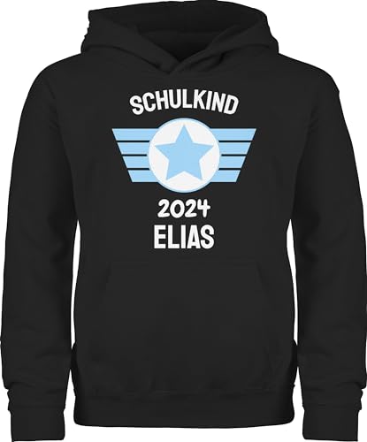 Kinder Hoodie Jungen Mädchen - Einschulung Schulanfang Junge - Schulkind 2024 - 140 (9/11 Jahre) - Schwarz - einschul geschenke einschulungsgeschenke 1.schultag schulanfaenger einschulungsfeier von Geschenk mit Namen personalisiert by Shirtracer