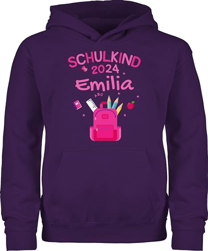 Kinder Hoodie Jungen Mädchen - Einschulung - Schulkind 2024-116 (5/6 Jahre) - Lila - Name Schulanfang für schulanfänger einschulungsgeschenk erstklaessler personalisierte Geschenke schulkinder von Geschenk mit Namen personalisiert by Shirtracer