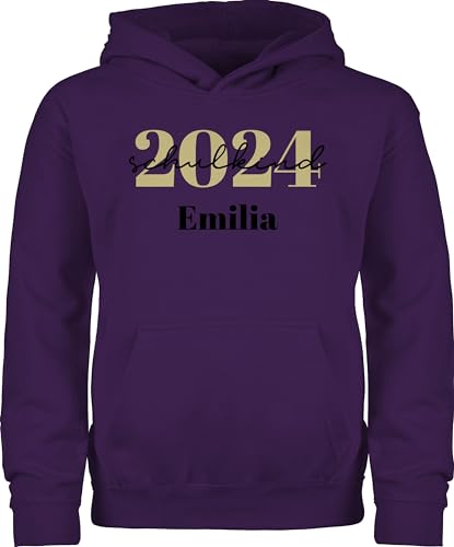 Kinder Hoodie Jungen Mädchen - Einschulung - Schulkind 2024 - Schreibschrift - 116 (5/6 Jahre) - Lila - einschulungsgeschenk schulanfangsgeschenke einschulungsfeier erstes schuljahr von Geschenk mit Namen personalisiert by Shirtracer