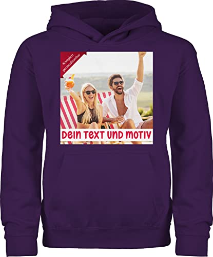 Kinder Hoodie Jungen Mädchen - Bild - Eigenem Foto Geschenk - 116 (5/6 Jahre) - Lila - selbst Design eigener Text Logo Bedrucken selbstgestalten selber erstellen personalisiertem Druck Customized von Geschenk mit Namen personalisiert by Shirtracer