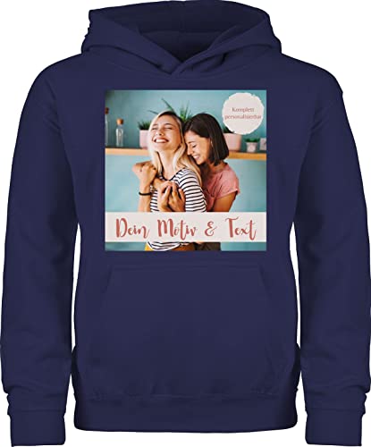 Kinder Hoodie Jungen Mädchen - eigenem - Foto Bild - 152 (12/13 Jahre) - Navy Blau - ausgewählten dem eigenes draufmachen kann designen Fotos wo Man Sein eigene personalisierbar selber Machen von Geschenk mit Namen personalisiert by Shirtracer