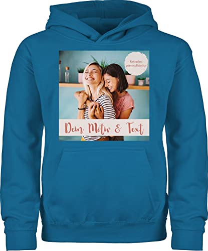 Kinder Hoodie Jungen Mädchen - eigenem - Foto Bild - 98 (1/2 Jahre) - Himmelblau - bedrucken gestalten und textfeld kapuzenpullover pullover fotogeschenke reitpullover drauf drucken hoods von Geschenk mit Namen personalisiert by Shirtracer