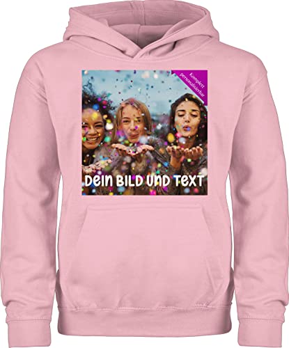 Kinder Hoodie Jungen Mädchen - Foto eigenem Bild - Fotogeschenk - 128 (7/8 Jahre) - Hellrosa - und text bilder selber selbst machen drauf drucken kann wo man ein bildern von mir gestalten anpassen von Geschenk mit Namen personalisiert by Shirtracer