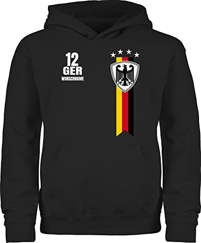 Kinder Hoodie Jungen Mädchen - 2024 Fussball EM Fanartikel - Germany WM Fan Deutschland - 128 (7/8 Jahre) - Schwarz - fußball Pullover Europa Pulli 24 Kids personalisierte Geschenke Junge Jungs von Geschenk mit Namen personalisiert by Shirtracer