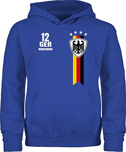 Kinder Hoodie Jungen Mädchen - 2024 Fussball EM Fanartikel - Germany WM Fan Deutschland - 140 (9/11 Jahre) - Royalblau - pullover fußball nationalmannschaft pulli jungs kids hoody junge europa von Geschenk mit Namen personalisiert by Shirtracer