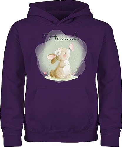 Kinder Hoodie Jungen Mädchen - Süßer Hase mit Name personalisiert I Hasen Geschenk Bunny I Rabbit I Kaninchen - 152 (12/13 Jahre) - Lila - hasenmotiv Ostern Pullover osterhasen kaninchenmotiv von Geschenk mit Namen personalisiert by Shirtracer