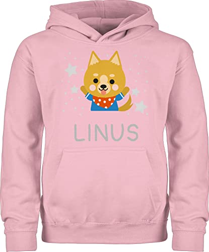 Kinder Hoodie Jungen Mädchen - Hunde - Bild Comic Hund lustig und Dein Name - 128 (7/8 Jahre) - Hellrosa - personalisierte Pullover Geschenke Hundebesitzer selbst Design Hunden eigenem Junge von Geschenk mit Namen personalisiert by Shirtracer