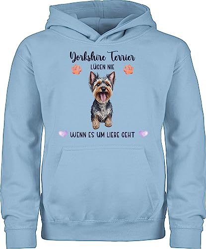 Kinder Hoodie Jungen Mädchen - Hunde - Yorkshire Terrier - Geschenk Hundebesitzern - 152 (12/13 Jahre) - Hellblau - Hund selbst Design Hundebesitzer Name personalisierte Hunden personalisiertes von Geschenk mit Namen personalisiert by Shirtracer