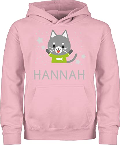 Kinder Hoodie Jungen Mädchen - Katzen - Bild Comic Katze lustig und Dein Name - 104 (3/4 Jahre) - Hellrosa - Pullover Kind personalisierte Geschenke katzenmotiven Kindergarten Kapuzenpullover cat von Geschenk mit Namen personalisiert by Shirtracer