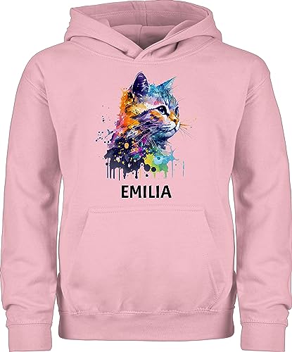 Kinder Hoodie Jungen Mädchen - Katze Cat Citten Katzen Cats Katzenlieberhaber - 116 (5/6 Jahre) - Hellrosa - pulli geschenke für eine katzenliebhaberin name pullover katzenmotiv süße von Geschenk mit Namen personalisiert by Shirtracer