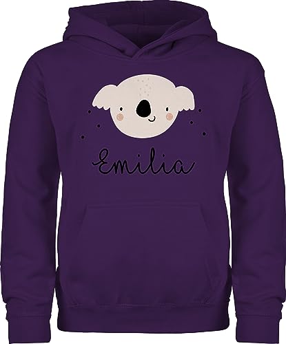 Geschenk mit Namen personalisiert by Shirtracer Kinder Hoodie Jungen Mädchen - Süßer Koalabär Koala Koalas - 116 (5/6 Jahre) - Lila - Geschenke Pullover von Geschenk mit Namen personalisiert by Shirtracer