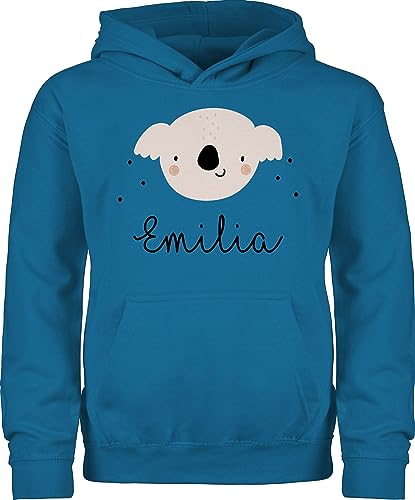 Kinder Hoodie Jungen Mädchen - Süßer Koalabär Koala Koalas - 140 (9/11 Jahre) - Himmelblau - Geschenke Pullover Pulli Sweat von Geschenk mit Namen personalisiert by Shirtracer