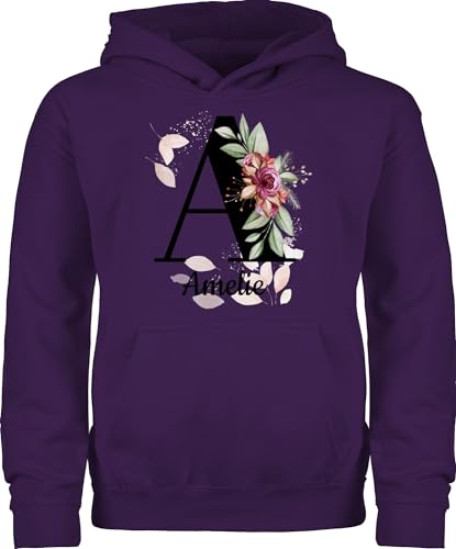 Kinder Hoodie Jungen Mädchen - Anfangsbuchstabe Name - Buchstabe anpassbar - 116 (5/6 Jahre) - Lila - individuelle Geschenke Pullover gestalten personalisierte Geschenkideen von Geschenk mit Namen personalisiert by Shirtracer